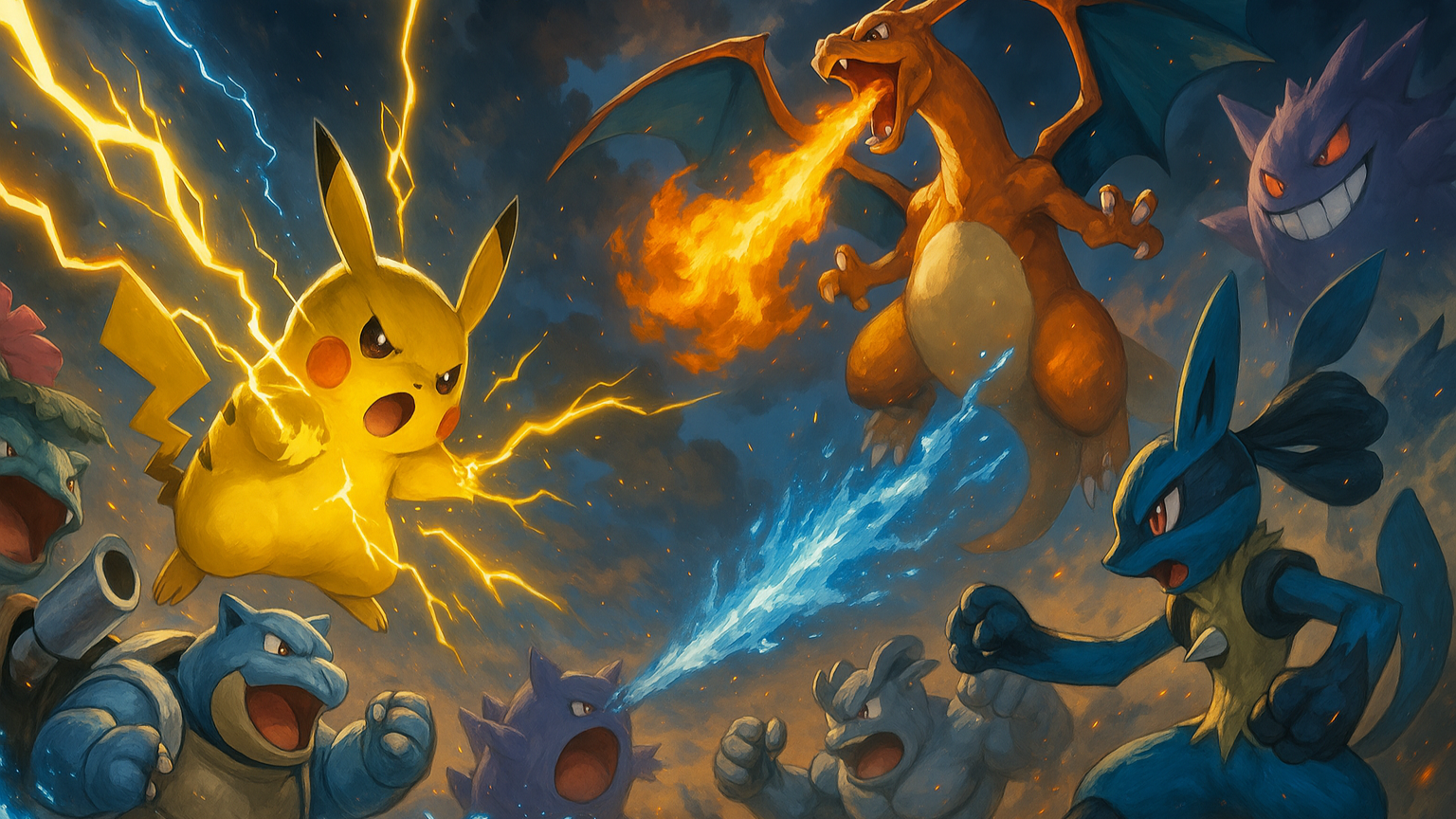 Kämpfende Pokemon