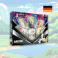 Abbildung einer original verschweißten Pokémon Arceus V Figuren-Kollektion Box mit Promo-Karte, Arceus-Figur und Boostern.