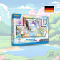 Abbildung einer original verschweißten Pokémon Kwaks Paldea Kollektion Box mit Promokarten, Oversize-Karte, Kwaks-Pin und Boostern