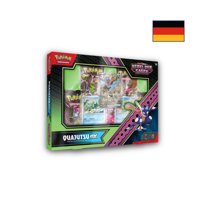 Abbildung einer original verschweißten Pokémon Shrouded Fabel Special Illustration Kollektion Box mit Greninja ex / Kingdra ex Promo und Boostern