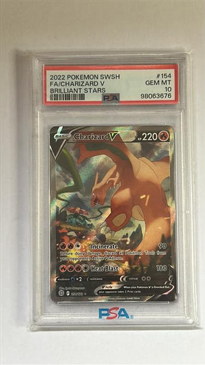 Pokémon Card – Charizard V (Brilliant Stars 154) – PSA 10 Graded – Ultra Rare