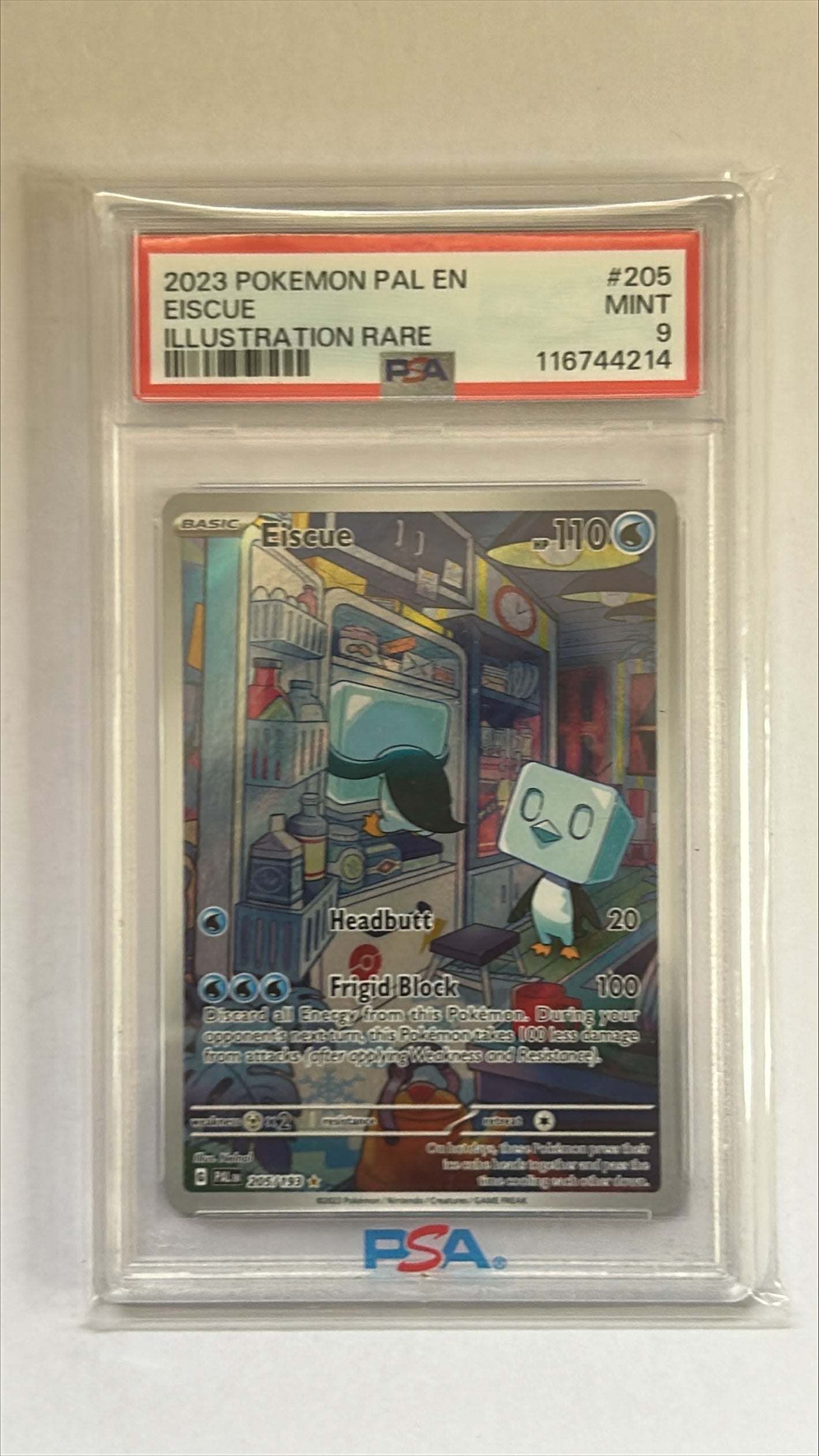 Pokémon Karte – Eiscue (Paldea Evolved 205) – Graded PSA 9 – Illustration Rare