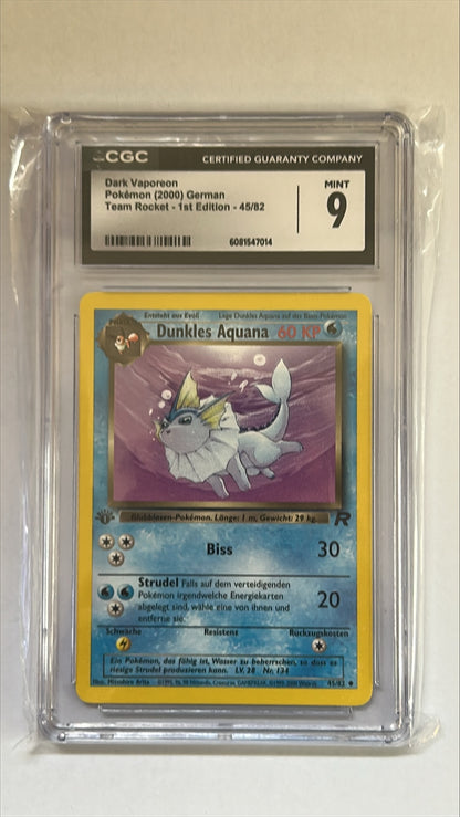 Pokémon Karte - Dunkles Aquana 1st Edition (TR045) – Graded CGC 9