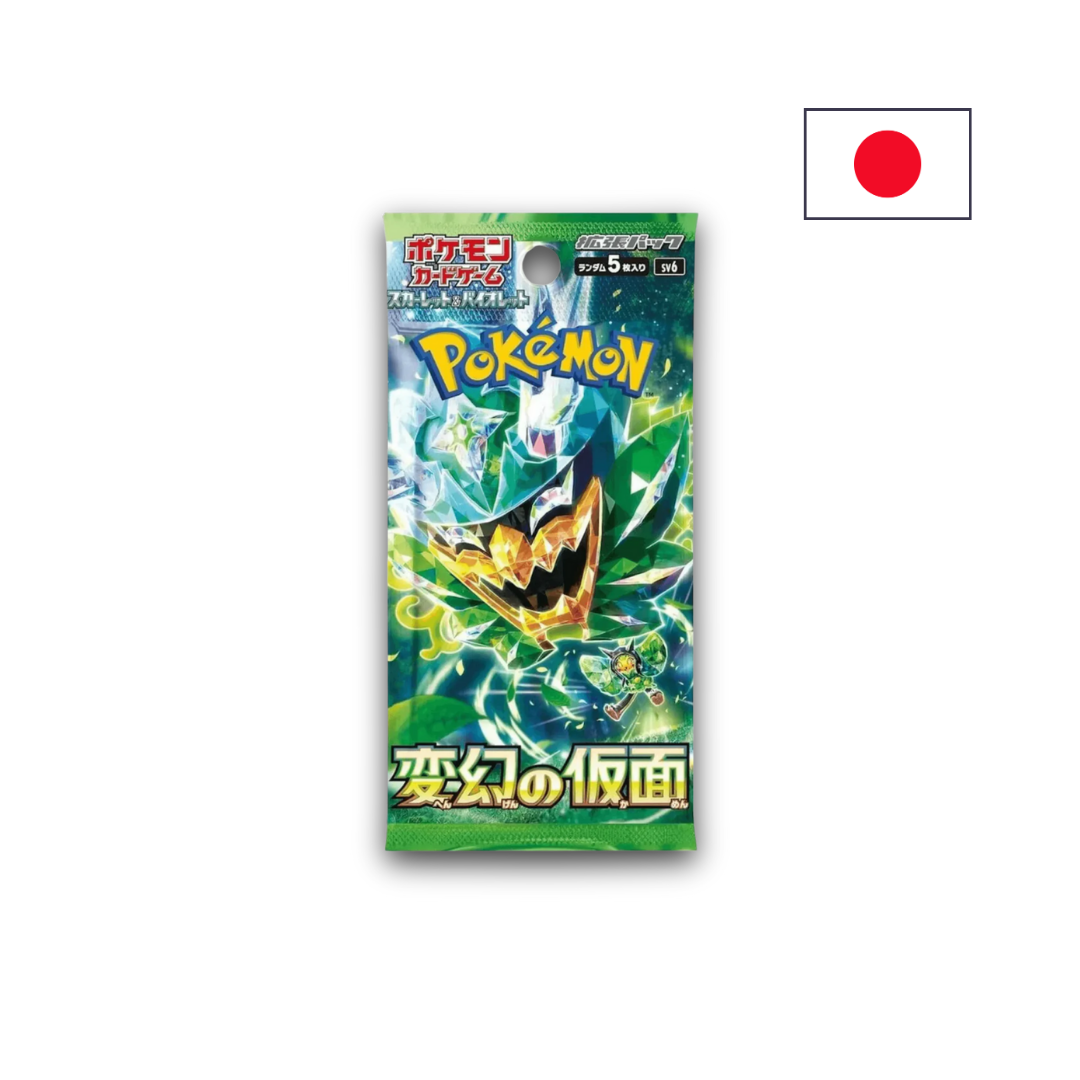 Abbildung eines original verschweißten Pokémon Mask of Change Boosterpacks (SV6a), japanische Version, Vorderseite mit Set-Design.