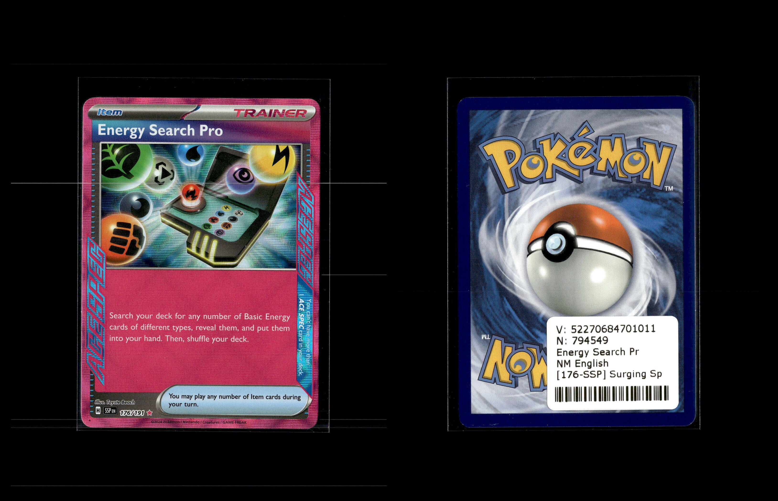 Strong Energy Pokemon Pokemon TCG: Energy Search Pro (176/191) - ACE SPEC Rare Card From Surging Sparks Set Near Mint Pokemon Card Strong Energy Pokemon Pokemon TCG: Energy Search Pro (176/191) - ACE SPEC Rare Card From Surging Sparks Set Near Mint Pokemon Card